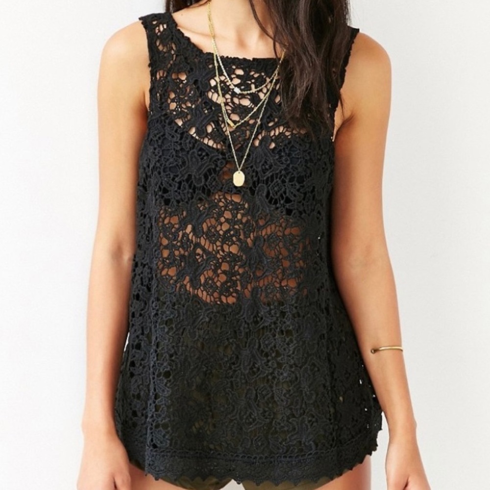 UO Ecote Black Lace Tank